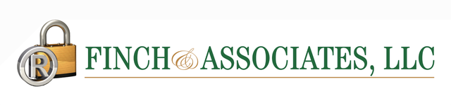 Finch & Associates, LLC — gold padlock with chrome circled R registered trademark symbol.
